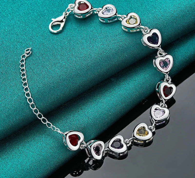Pulseira - Coração De Zircônia Várias Cores