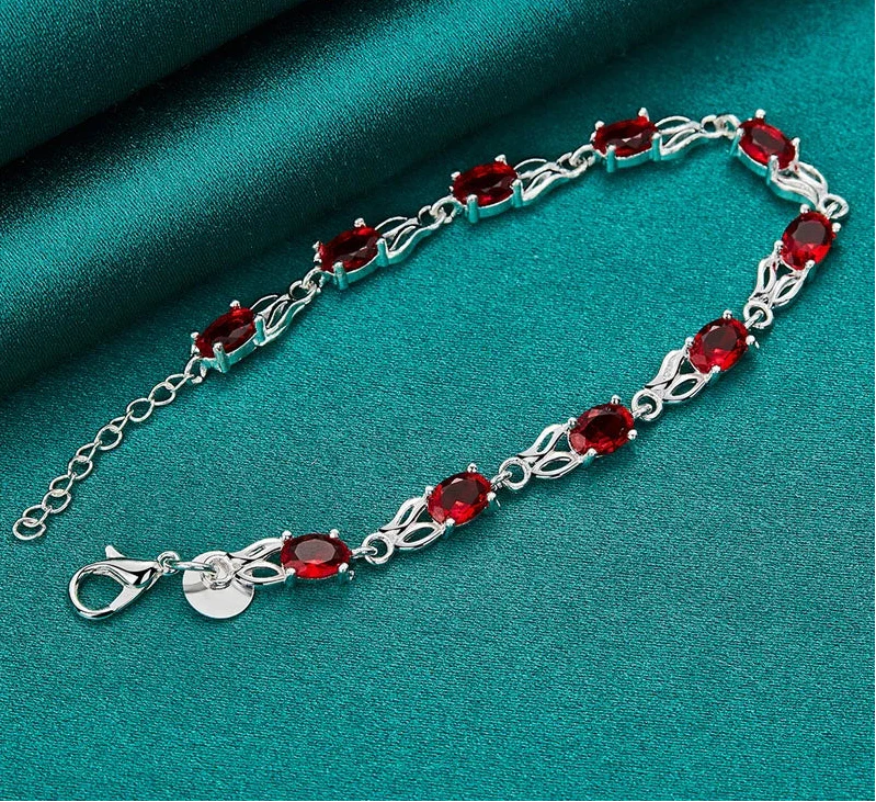 Pulseira - Corrente De Zircônio Vermelha