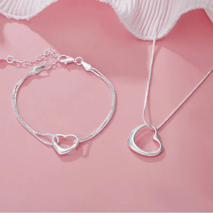 Kit Colar Love - Pulseira Coração