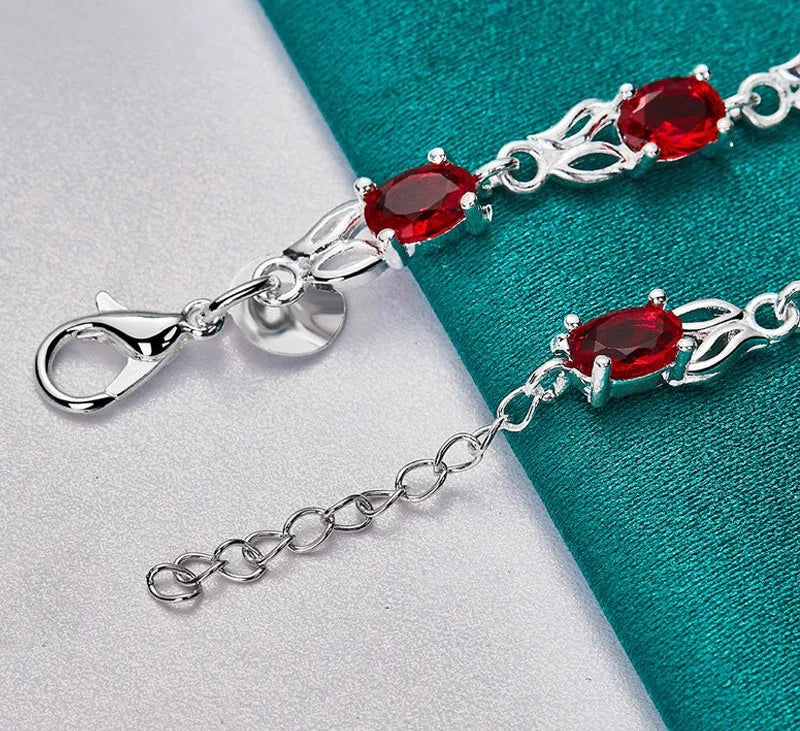 Pulseira - Corrente De Zircônio Vermelha