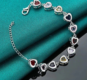 Pulseira - Coração De Zircônia Várias Cores