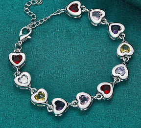 Pulseira - Coração De Zircônia Várias Cores