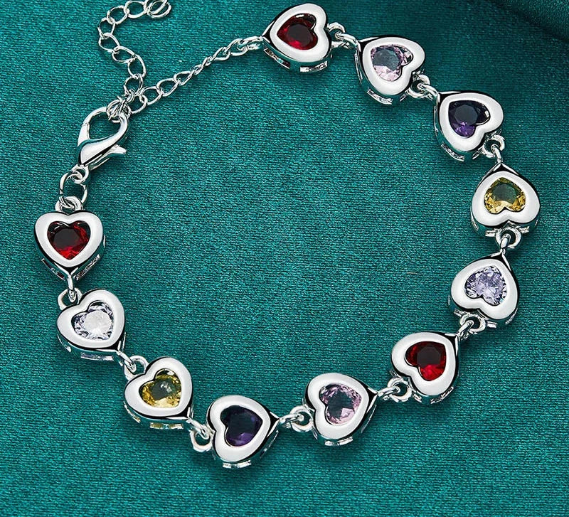 Pulseira - Coração De Zircônia Várias Cores