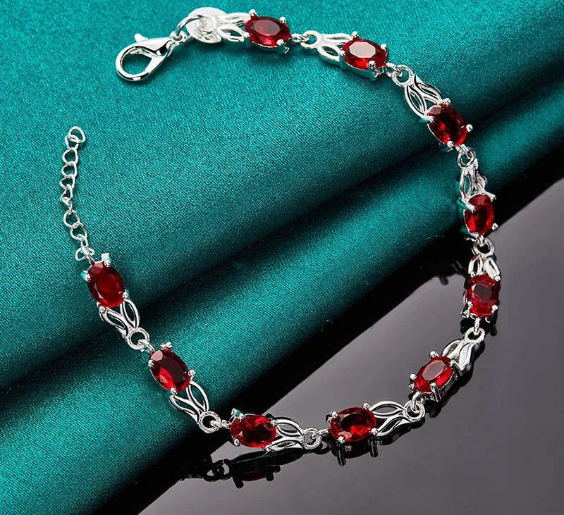 Pulseira - Corrente De Zircônio Vermelha