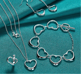 Kit Amor - Coração Pulseira Colar Anel e Brinco