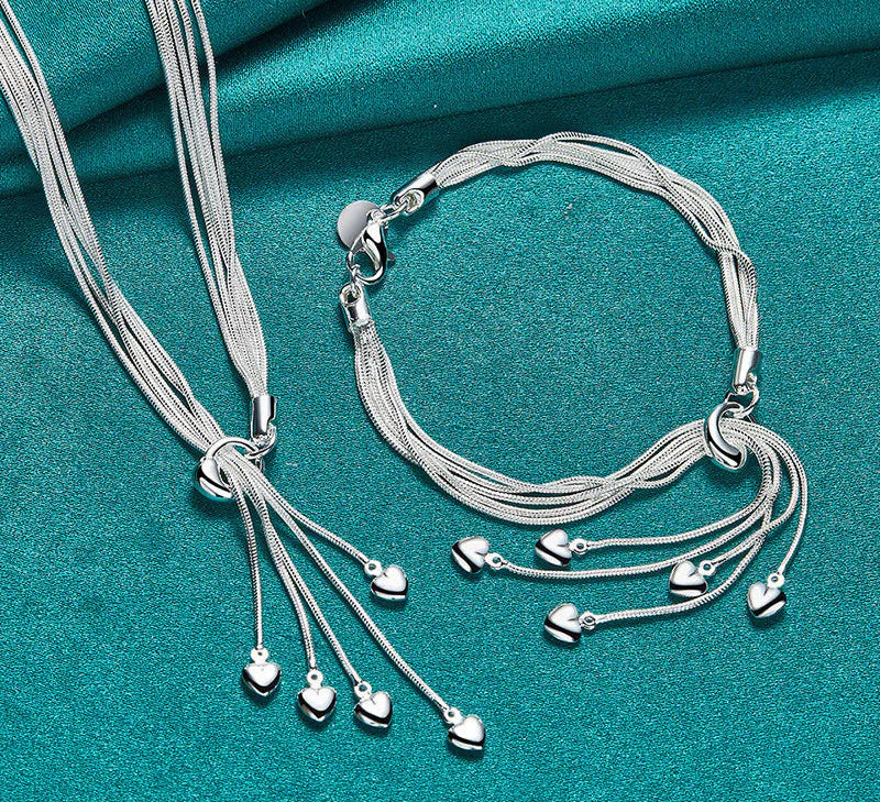Kit Corrente - Coração Pulseira Colar